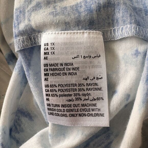 Style & Co 1X-Large Top Graphic Dolman Sleeve V-Neck Tie-Dye "Shine & Sparkle" - Picture 9 of 10